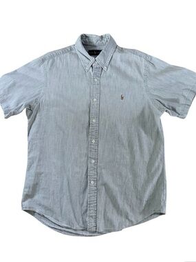 Ralph Lauren Men's Denim Button Down Shirt Light Blue Short Sleeves Size Large